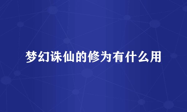 梦幻诛仙的修为有什么用