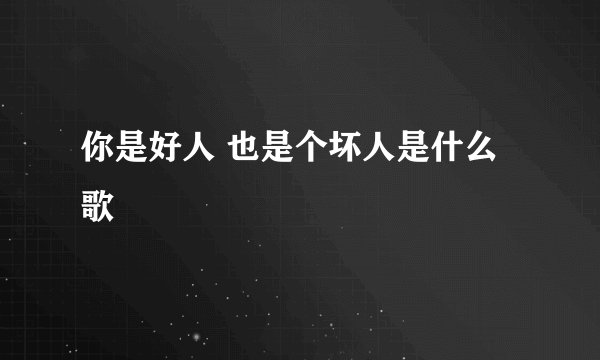 你是好人 也是个坏人是什么歌