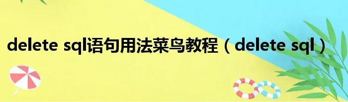 delete sql语句用法菜鸟教程（delete sql）