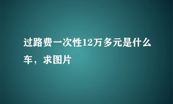 过路费一次性12万多元是什么车，求图片