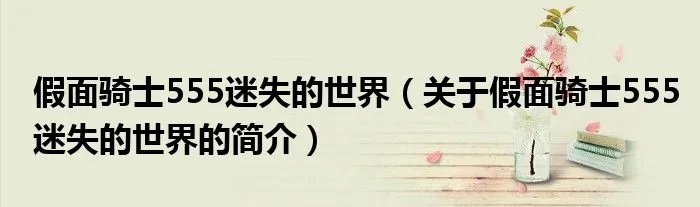 假面骑士555迷失的世界（关于假面骑士555迷失的世界的简介）