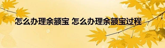 怎么办理余额宝 怎么办理余额宝过程