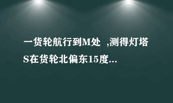 一货轮航行到M处  ,测得灯塔S在货轮北偏东15度相距20里处,随后货轮按北偏西30度的方向航行,半小时后,又测得灯塔S在货轮北偏东45度,求货轮的速度.