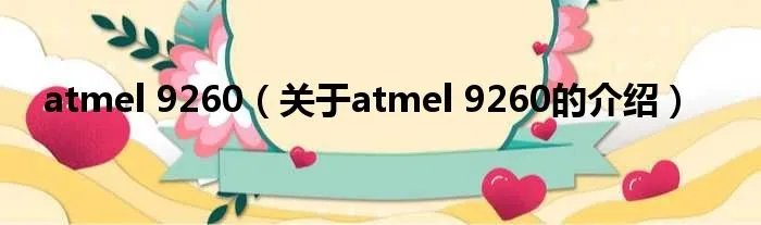 atmel 9260（关于atmel 9260的介绍）