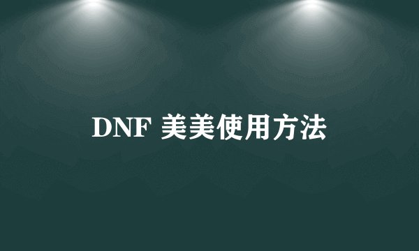 DNF 美美使用方法