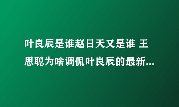 叶良辰是谁赵日天又是谁 王思聪为啥调侃叶良辰的最新相关信息