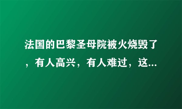 法国的巴黎圣母院被火烧毁了，有人高兴，有人难过，这个事儿您怎么看？