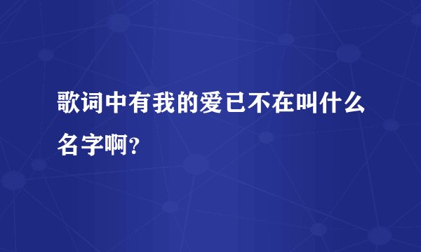 歌词中有我的爱已不在叫什么名字啊？