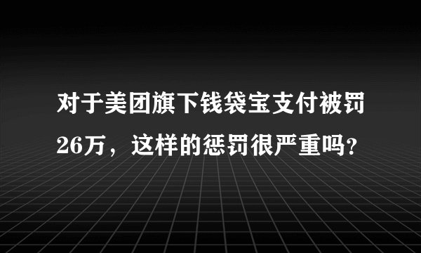 对于美团旗下钱袋宝支付被罚26万，这样的惩罚很严重吗？
