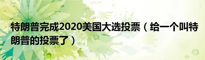 特朗普完成2020美国大选投票（给一个叫特朗普的投票了）
