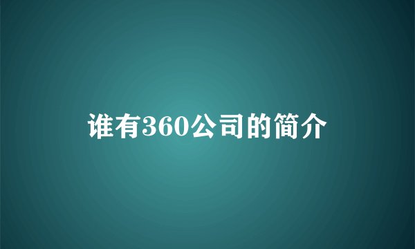 谁有360公司的简介