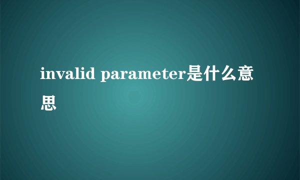 invalid parameter是什么意思