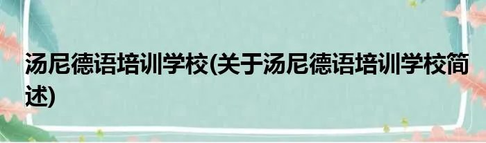 汤尼德语培训学校(关于汤尼德语培训学校简述)