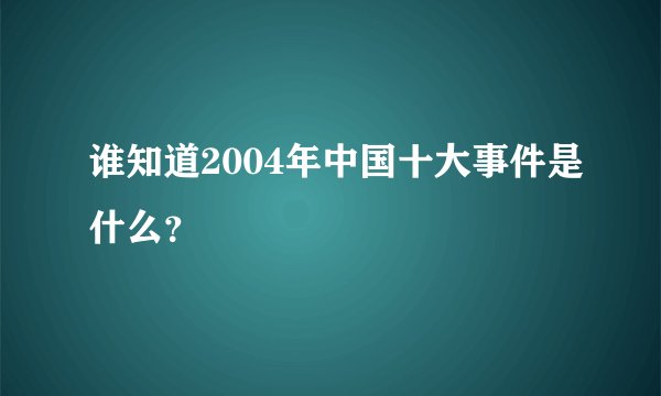 谁知道2004年中国十大事件是什么？
