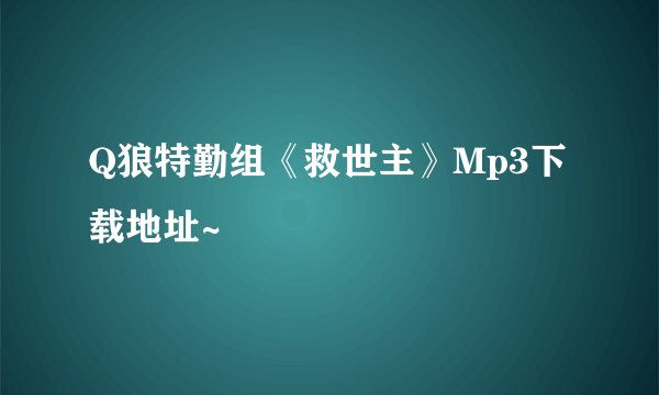 Q狼特勤组《救世主》Mp3下载地址~