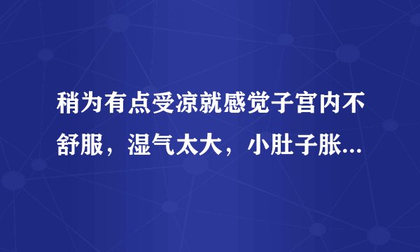 稍为有点受凉就感觉子宫内不舒服，湿气太大，小肚子胀得满满的，还疼