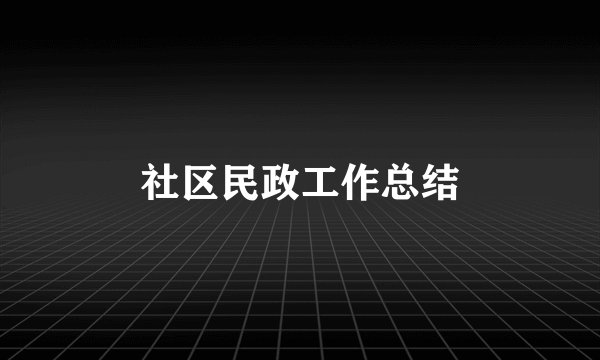 社区民政工作总结