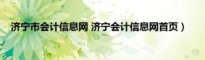 济宁市会计信息网 济宁会计信息网首页）