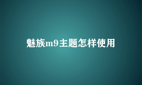 魅族m9主题怎样使用