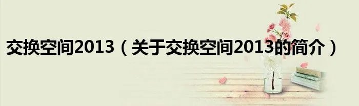 交换空间2013（关于交换空间2013的简介）