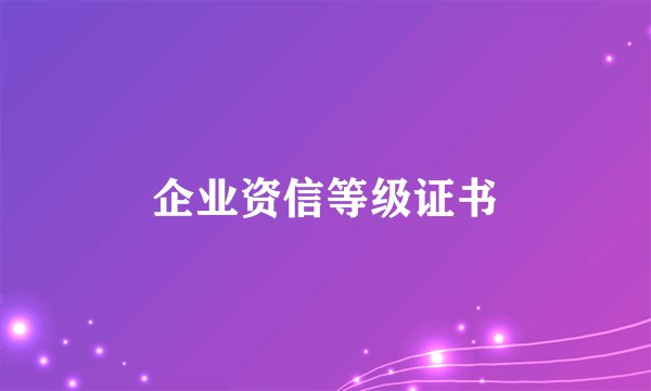 企业资信等级证书