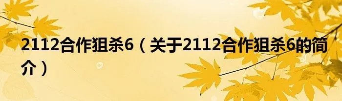 2112合作狙杀6（关于2112合作狙杀6的简介）