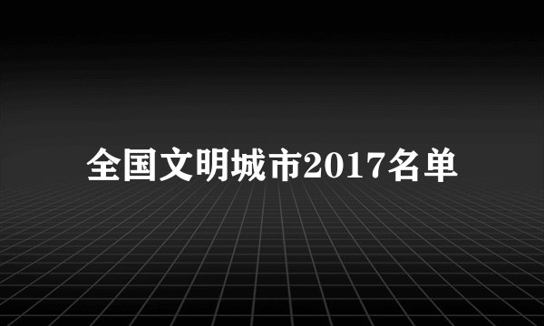 全国文明城市2017名单
