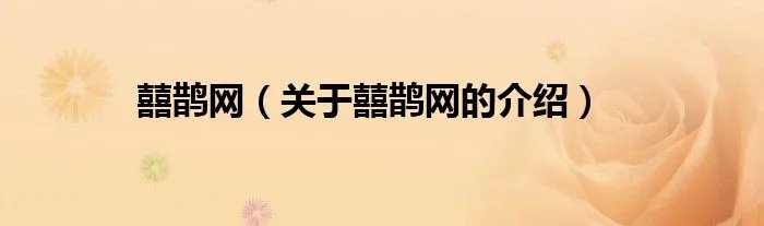 囍鹊网（关于囍鹊网的介绍）