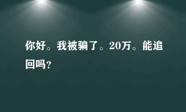 你好。我被骗了。20万。能追回吗？