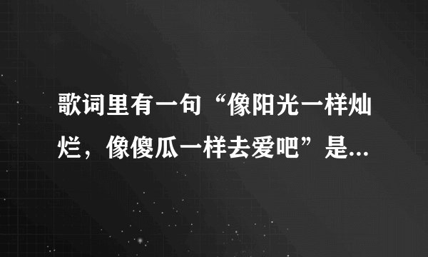 歌词里有一句“像阳光一样灿烂，像傻瓜一样去爱吧”是什么歌？