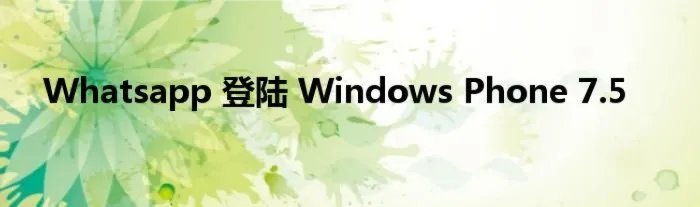 Whatsapp 登陆 Windows Phone 7.5