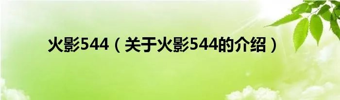 火影544（关于火影544的介绍）