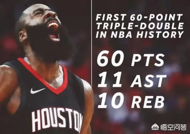 哈登的50+15+15和60分三双哪个含金量更高一些？