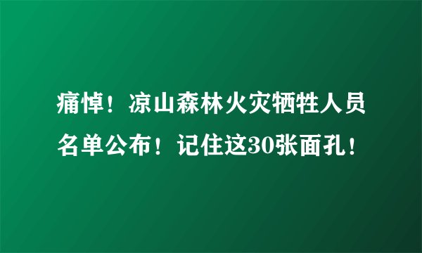 痛悼！凉山森林火灾牺牲人员名单公布！记住这30张面孔！