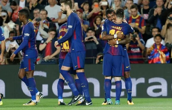 巴萨6-1埃瓦尔时梅西完成大四喜？