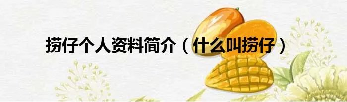 捞仔个人资料简介（什么叫捞仔）