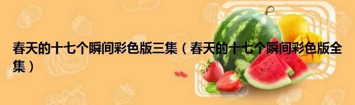 春天的十七个瞬间彩色版三集（春天的十七个瞬间彩色版全集）