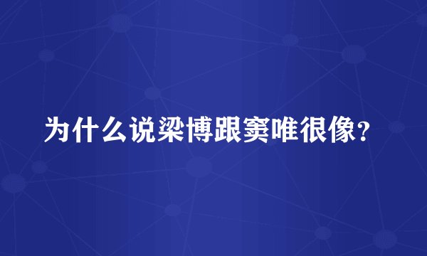 为什么说梁博跟窦唯很像？