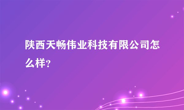 陕西天畅伟业科技有限公司怎么样？