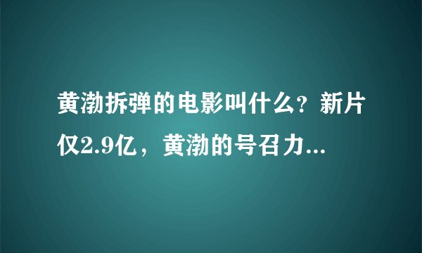 黄渤拆弹的电影叫什么？新片仅2.9亿，黄渤的号召力真的被高估了么关于这点你有啥要说的吗百科