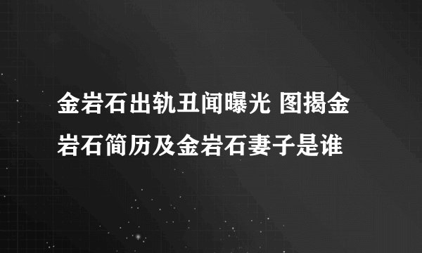 金岩石出轨丑闻曝光 图揭金岩石简历及金岩石妻子是谁