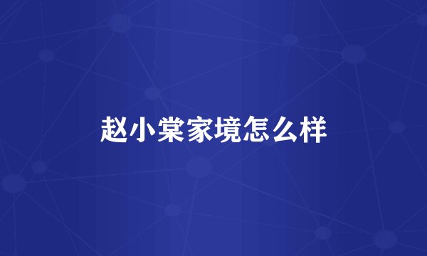 赵小棠家境怎么样