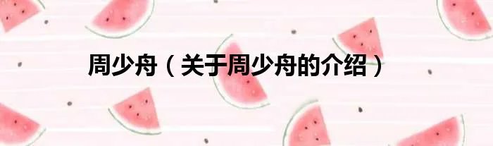 周少舟（关于周少舟的介绍）