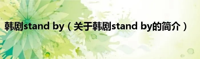 韩剧stand by（关于韩剧stand by的简介）