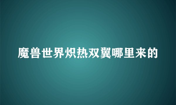 魔兽世界炽热双翼哪里来的
