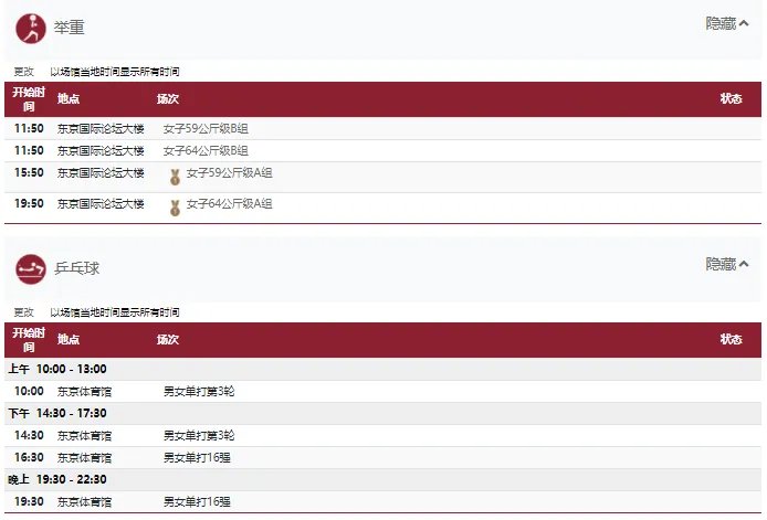 2021东京奥运会7月27日比赛详细赛程 2021东京奥运会7月27日比赛项目