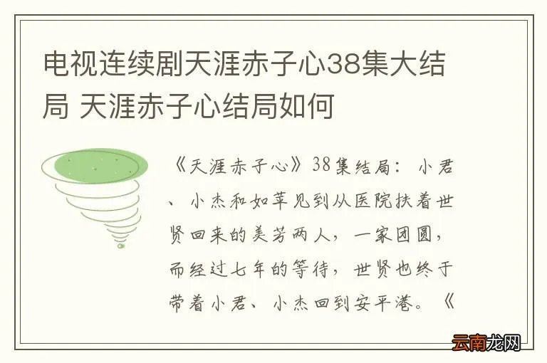 电视连续剧天涯赤子心38集大结局 天涯赤子心结局如何