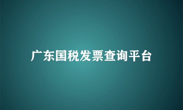 广东国税发票查询平台