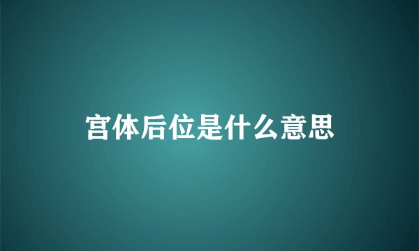 宫体后位是什么意思