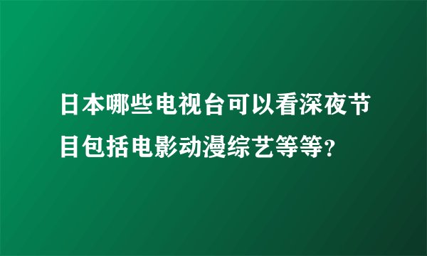 日本哪些电视台可以看深夜节目包括电影动漫综艺等等？